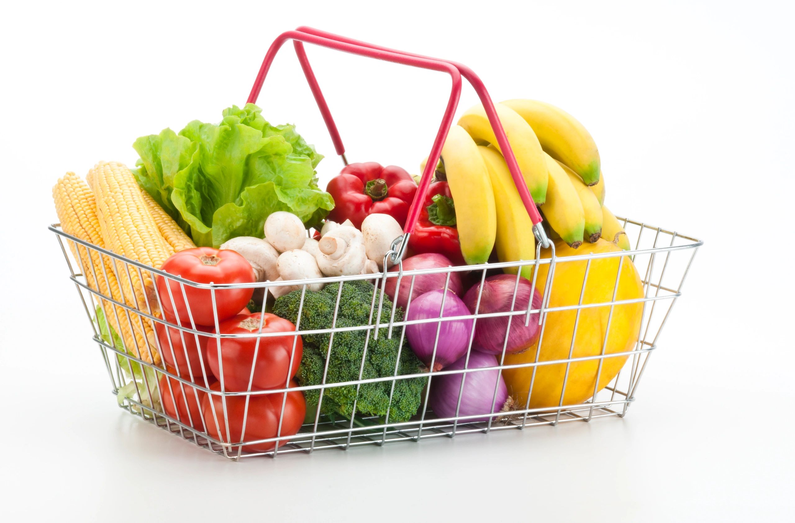 Shopping basket filled with fresh produce