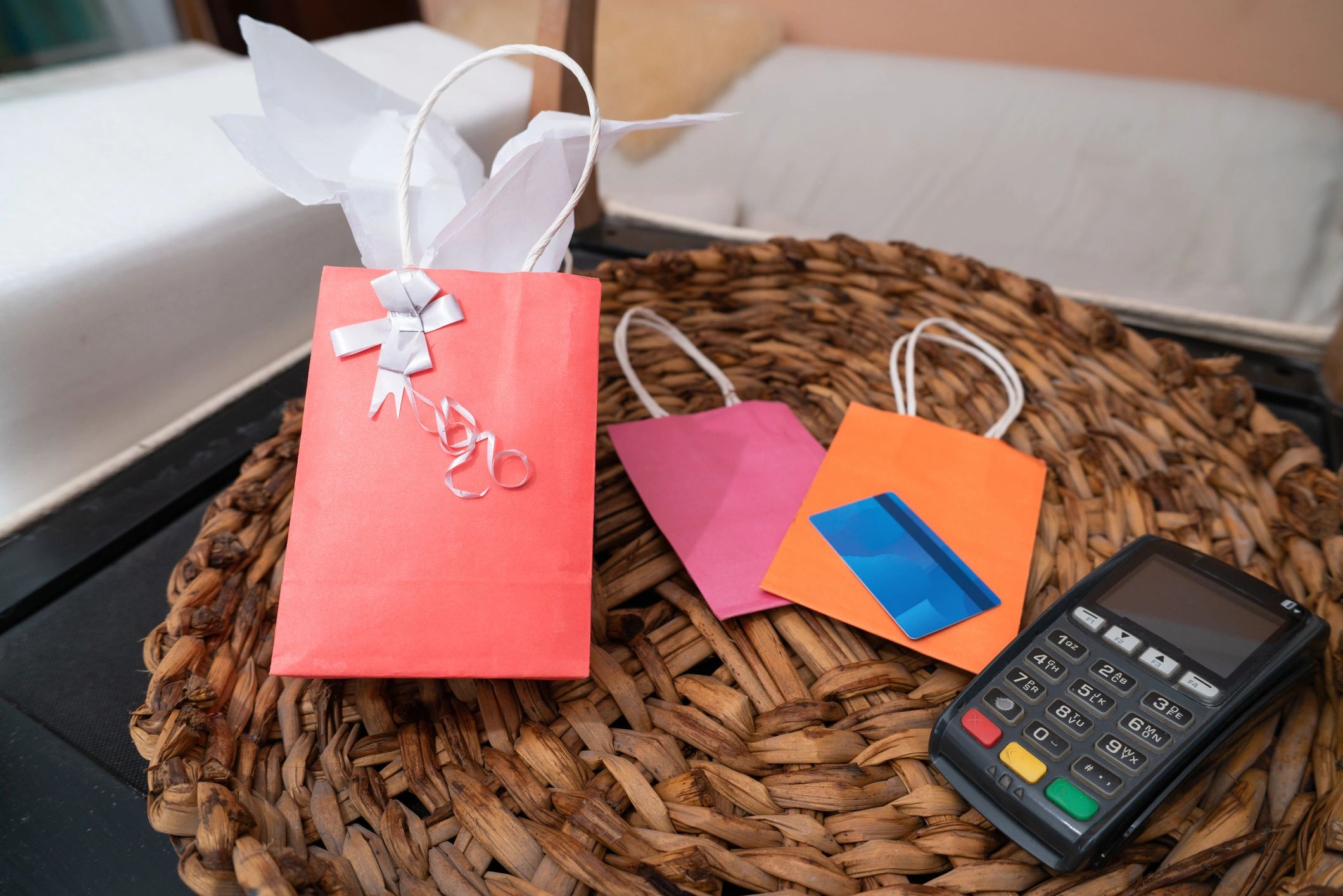 Shopping bags and payment card